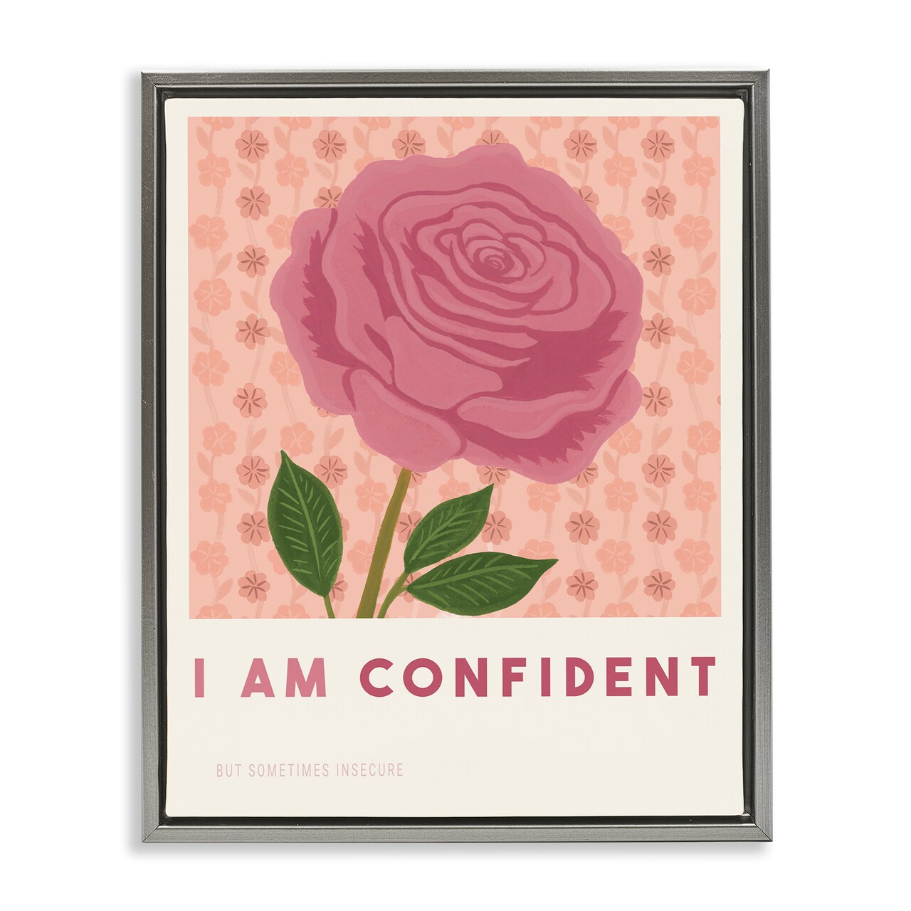 Stupell Industries Rose I Am Confident Affirmation Floating Frame, design by Courtney Haley